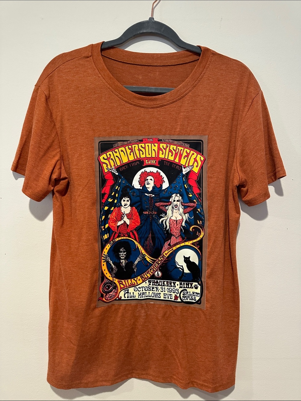 Rust Graphic Tee with Sanderson Sisters Iron-on Design